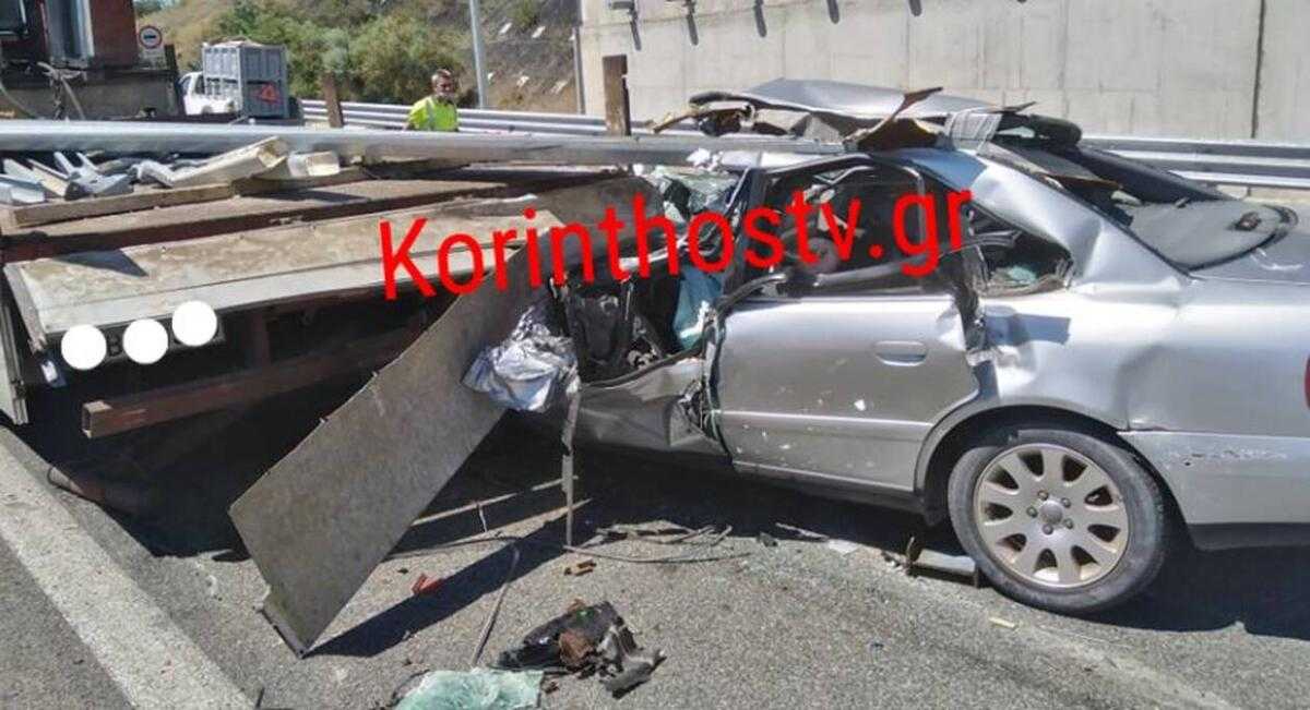 Σοκαριστικό τροχαίο στην Κορίνθου – Πατρών: Ι.Χ. «καρφώθηκε» σε φορτηγό (Βίντεο)