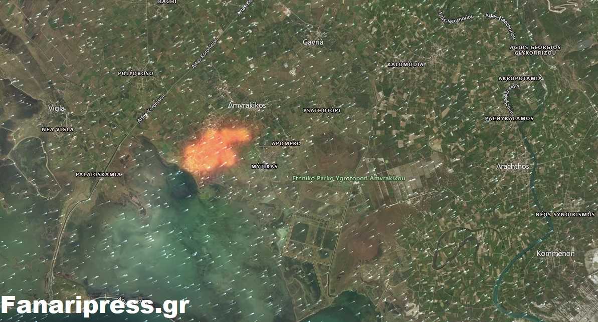 LIVE την πορεία της πυρκαγιάς στην Άρτα – Δείτε πού βρίσκεται και προς τα πού το ωθούν οι άνεμοι 