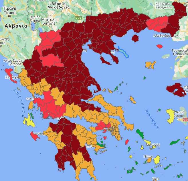 Στο “πορτοκαλί” πέρασαν Πρέβεζα, Άρτα και Θεσπρωτία – Στο “βαθύ κόκκινο” τα Γιάννενα